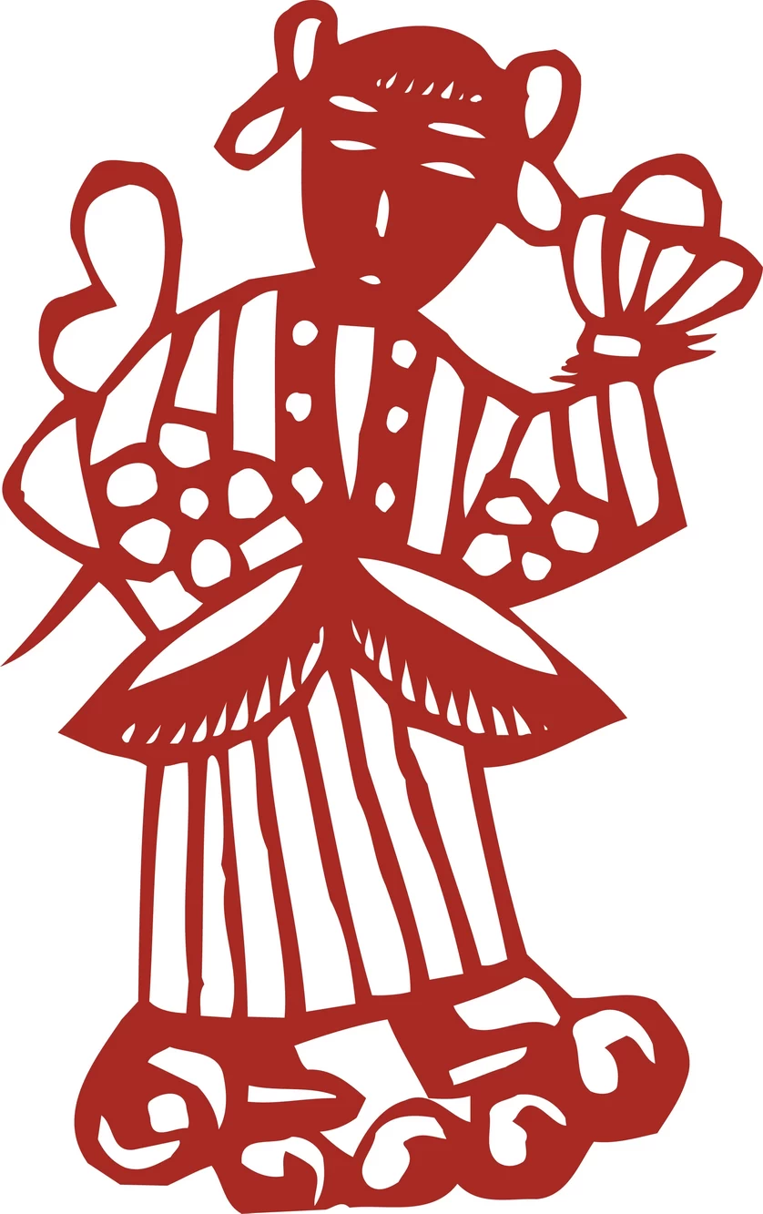 中国风中式传统喜庆民俗人物动物窗花剪纸插画边框AI矢量PNG素材【2475】